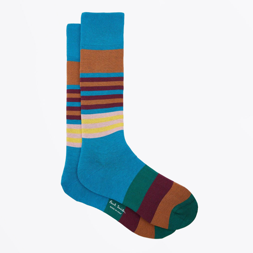 Paul Nathaniel Stripe Socks - Blue