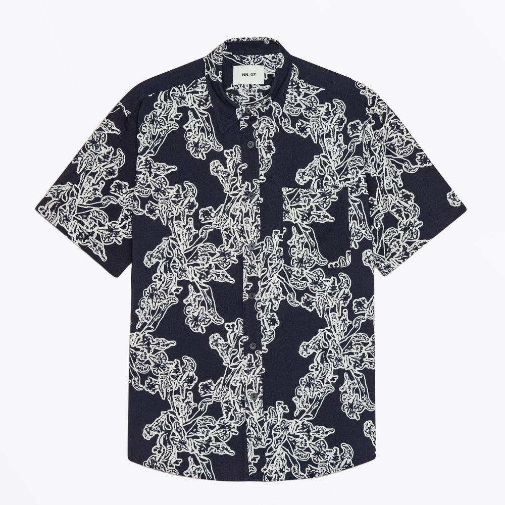NN07 Deon All-Over Print Shirt - Navy Blue