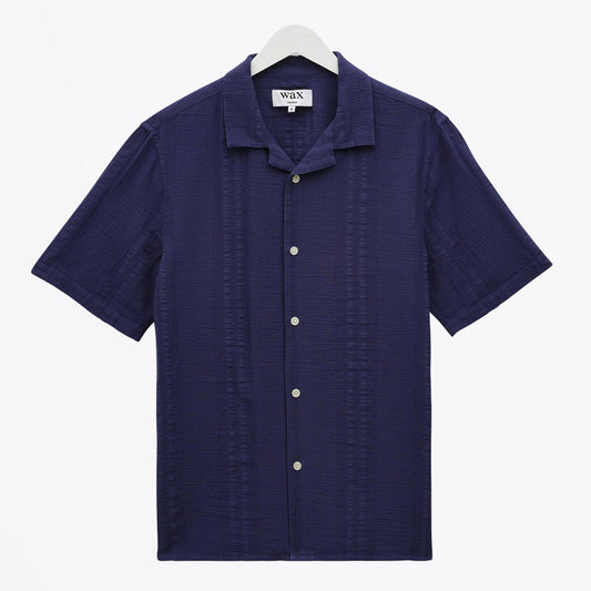 Didcot Double-Weave Seersucker Short-Sleeve Shirt - Dark Blue