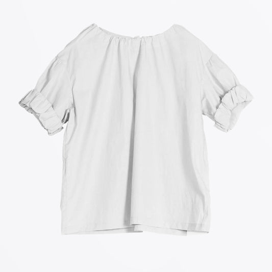 Gathered Neck Blouse - White