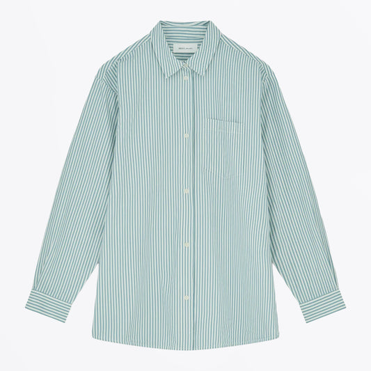 Edgar Shirt - White/Aqua Stripe
