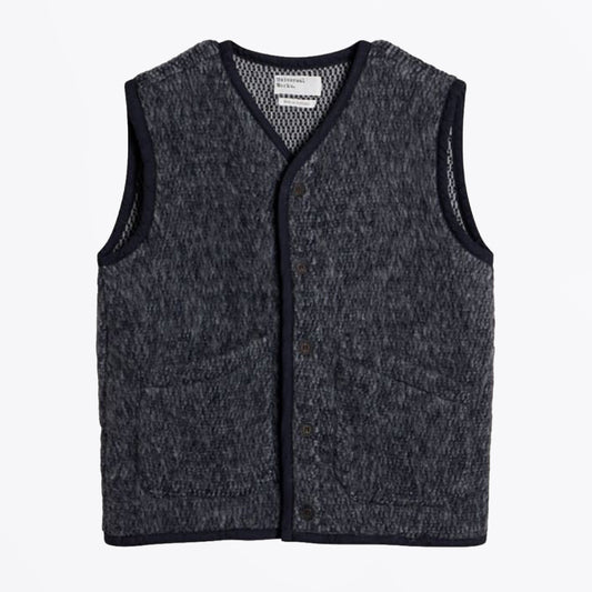 Losso Mohair Mix Lancaster Gilet - Navy/Pale Grey