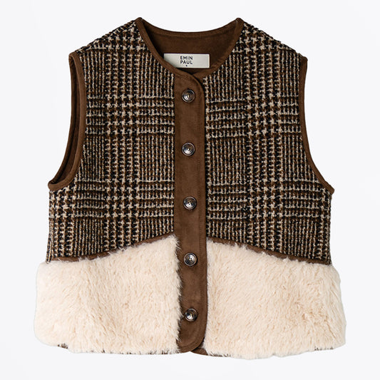 Shearling Wool Vest - Brown