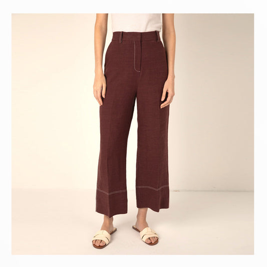 Nina Linen Tailored Trouser - Brown