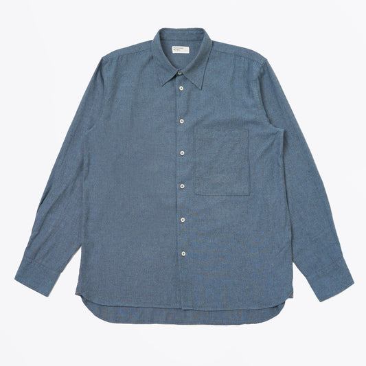 Square Pocket Shirt Brushed Marl Twill - Blue
