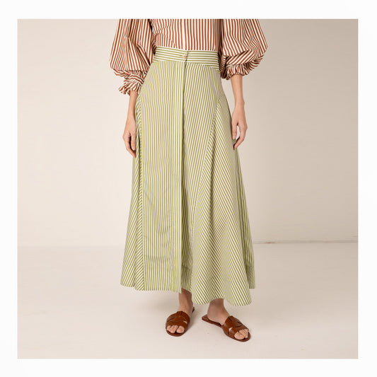 Fleur Stripe Skirt - Green Stripe