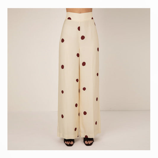 Suzanna Spot Trouser - Ecru Spot
