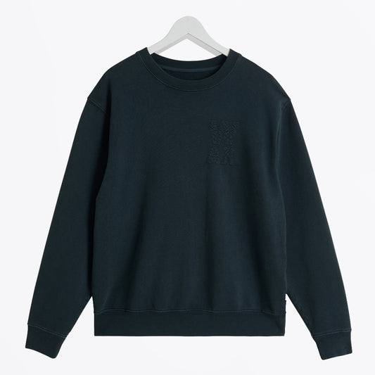 Sidney Embroidered Brushed Cotton Sweatshirt - Washed Black