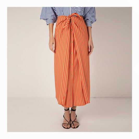 Albane Tie Front Skirt - Orange Sand