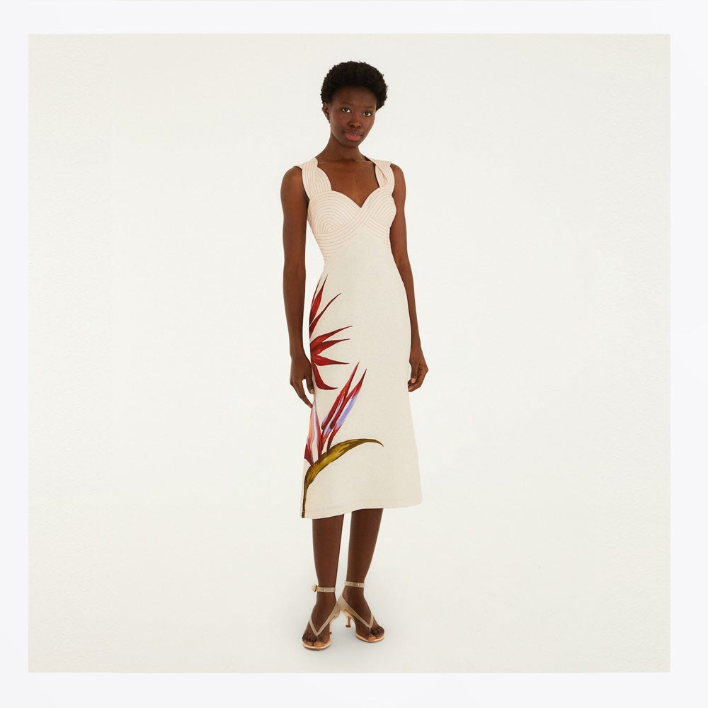 Farm Strelitzia Linen Midi Dress - Sand