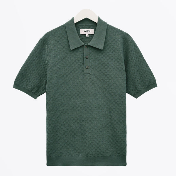 Wax London - Naples Retro Diamond Knitted Polo - Sea Green – MR
