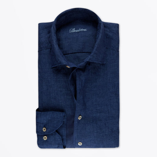 Regular Linen Shirt - Dark Blue