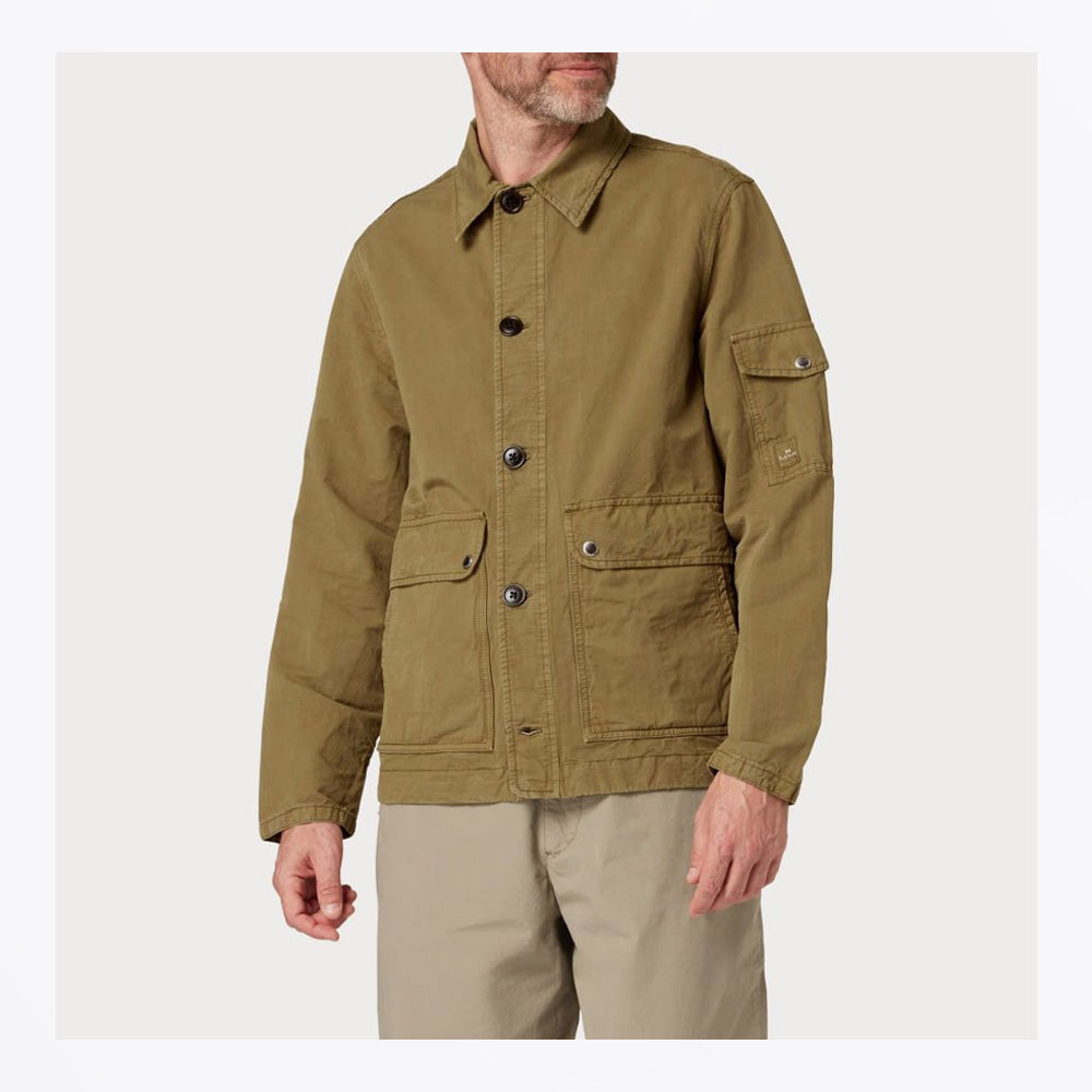 Paul Cotton Linen Mix Shirt Jacket - Green