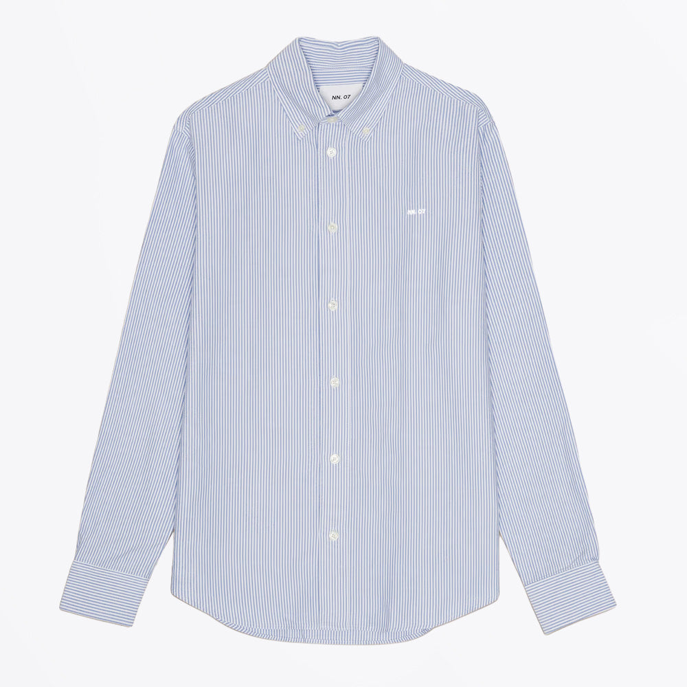 NN07 Colby Logo Regular Fit Oxford Shirt - Blue Stripe