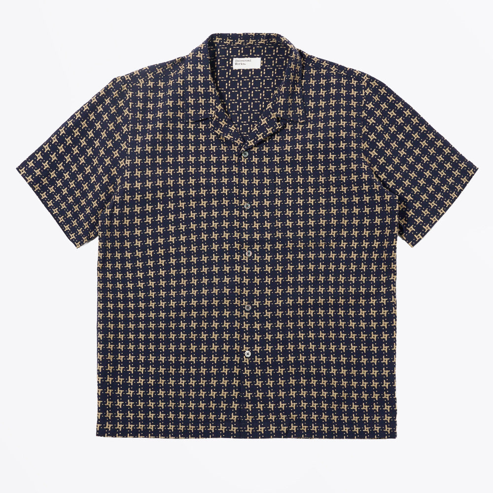 Universal Rhodes and Cotton Road Shirt - Navy/Sand