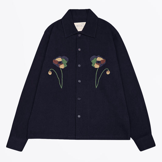 Martin Embroidered Overshirt - Navy