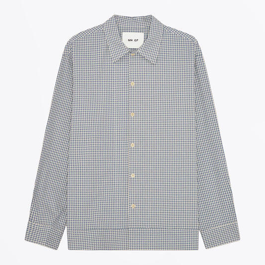 Reed Seersucker Overshirt - Stone Blue