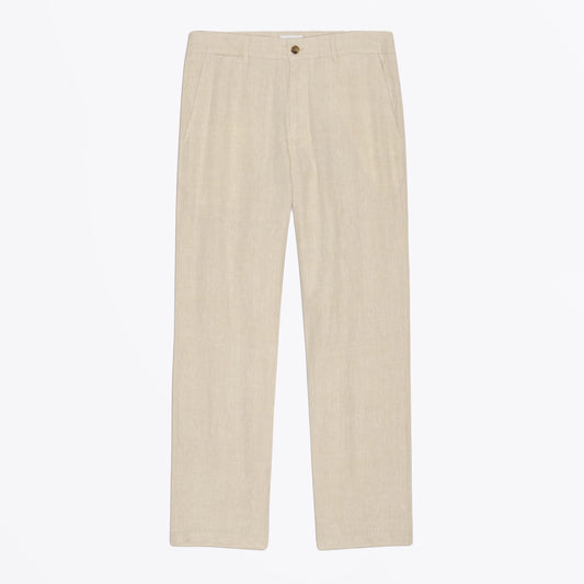 Aden Trouser Straight Leg Linen Regular Fit - Oat