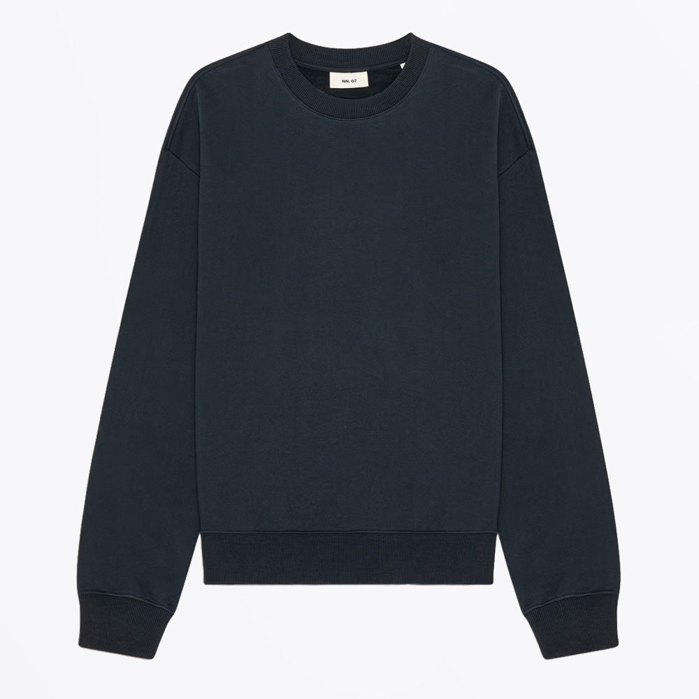 NN07 David Heavy Organic Cotton Crew Neck Sweatshirt - Navy Blue