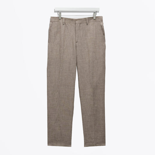 Alp Trouser Linen Stripe - Natural Brown