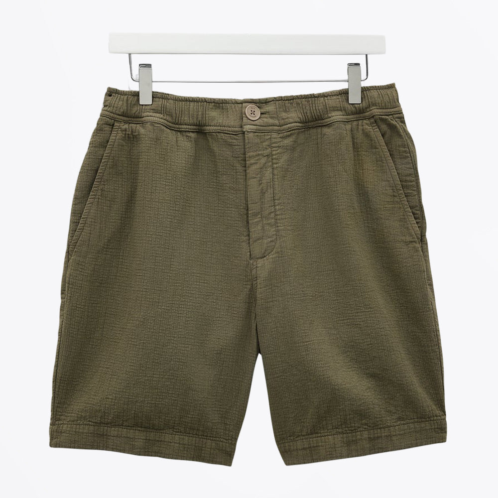 Wax Kurt Cotton Linen Crinkle Shorts - Khaki