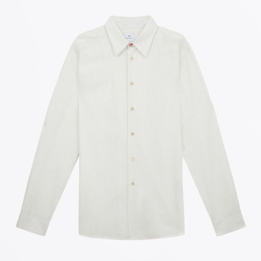 Regular Fit Long Sleeve Stripe Shirt - Off White