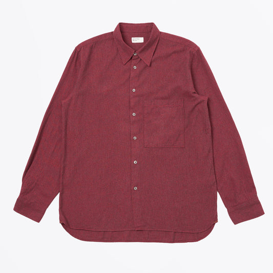 Square Pocket Shirt Brushed Marl Twill - Red