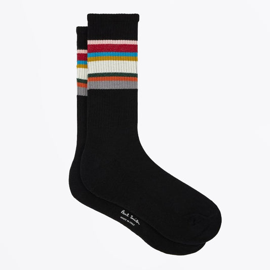 Cotton-Blend 'Signature Stripe' Crew Sport Socks - Black