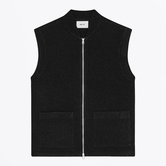 Boiled Merino Wool Vest - Black