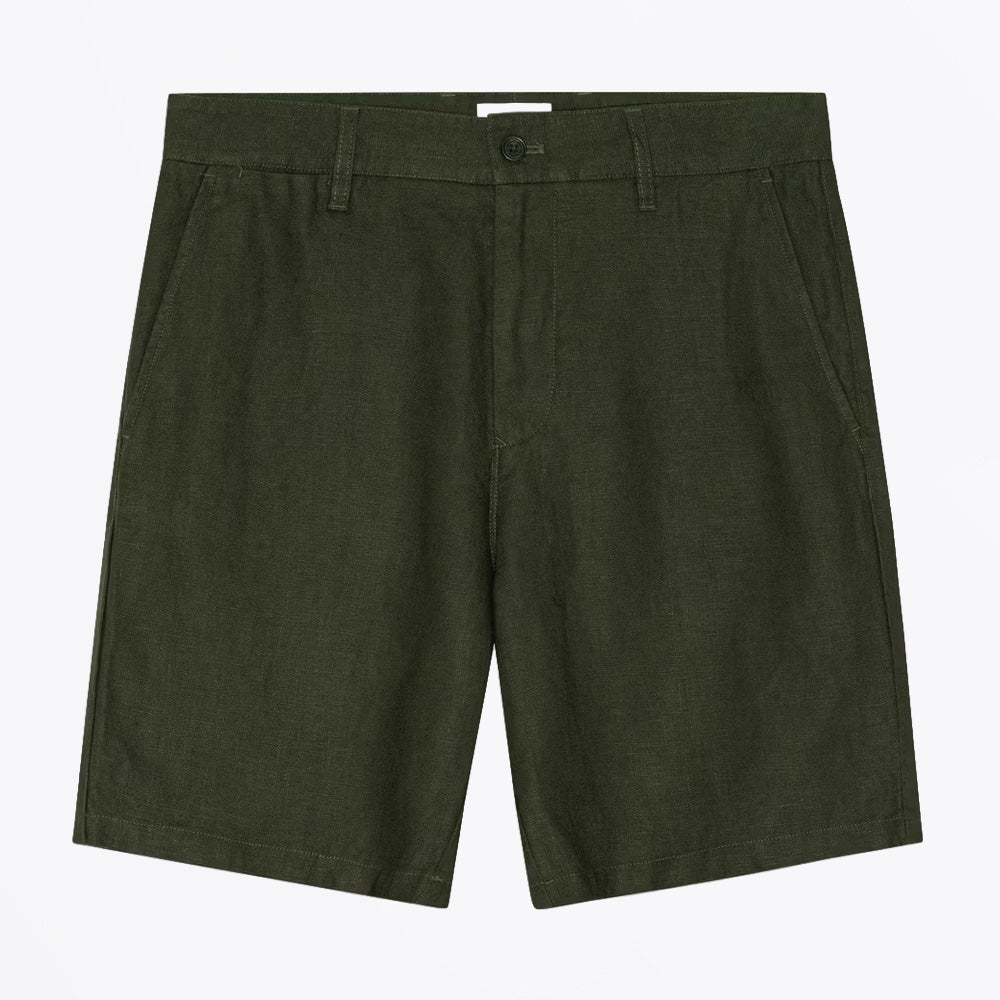 NN07 Aden Shorts Linen - Dark Army