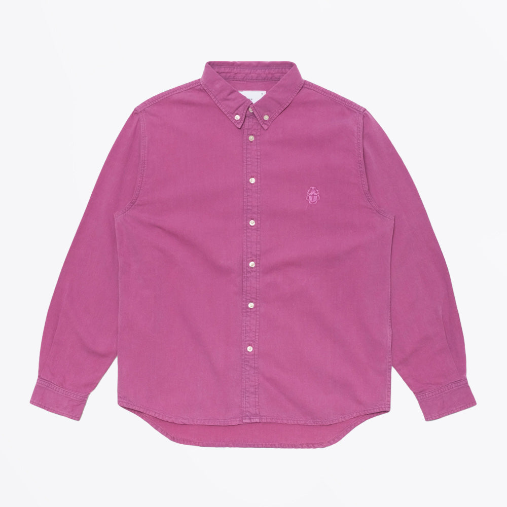 Edwin Arlo Shirt LS - Blue- Red Plum Overdyed