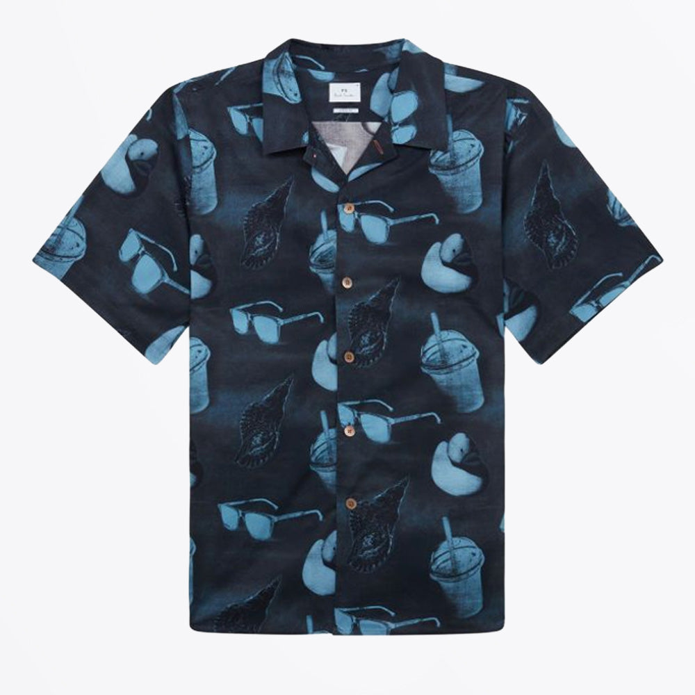 Paul Sunbleached Snaps Poplin Shirt - Navy