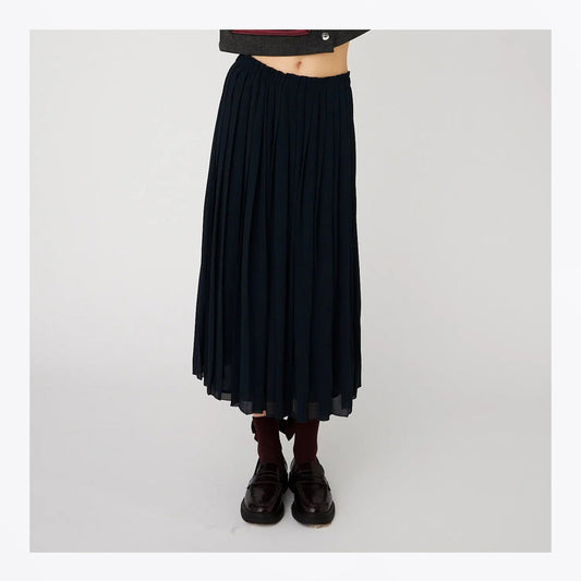 Plisse Midi Skirt - Navy