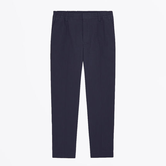 Billie Drawstring Seersucker Regular Fit Trouser - Navy Blue