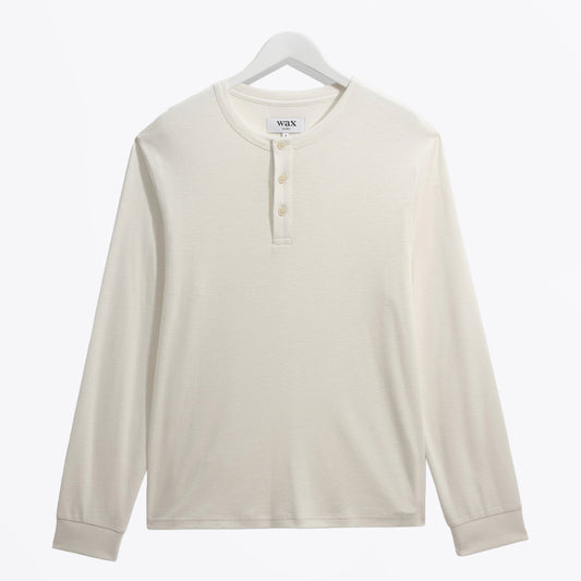 Caleb Henley Long Sleeve Waffle T-Shirt - Ecru
