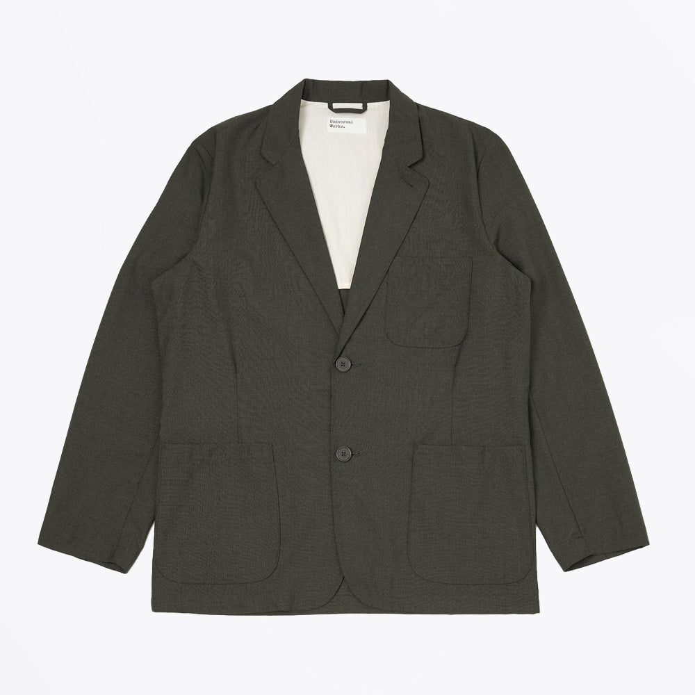 Universal Tropical Suiting Two Button Jacket - Olive Marl