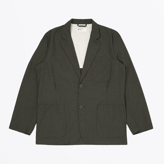 Tropical Suiting Two Button Jacket - Olive Marl