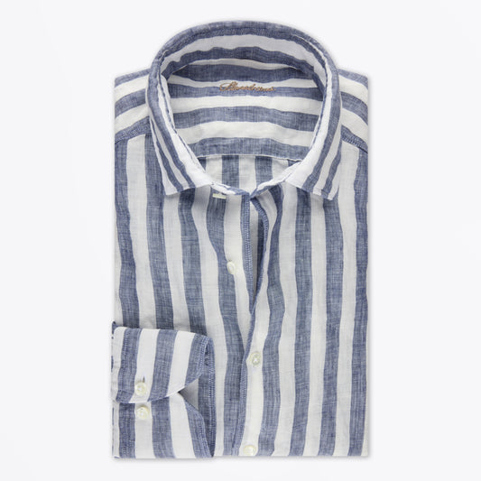 Regular Linen Shirt - Navy Stripe