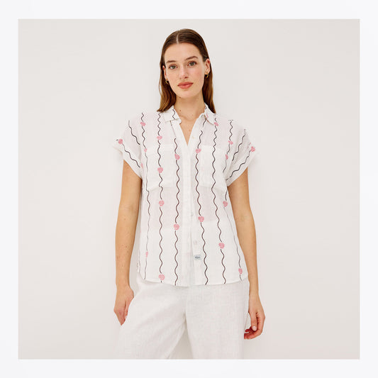 Cito Short Sleeve Shirt - Striped Seashells