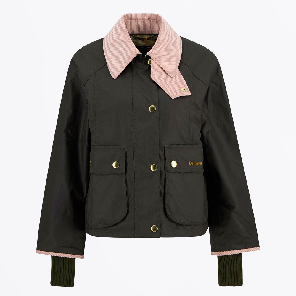 Barbour Cropped Beadnell Waxed Jacket - Archive Olive/Ancient/Gardenia