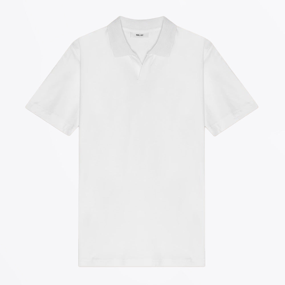 NN07 Paul Open Collar Organic Cotton Polo - White
