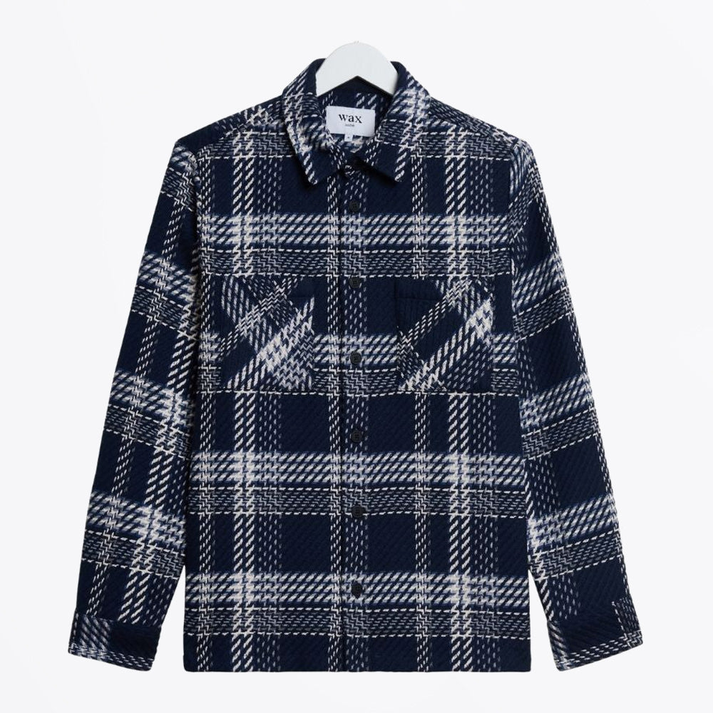 Wax Whiting Overshirt Plaid Weave - Navy/Ecru