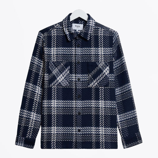 Whiting Overshirt Plaid Weave - Navy/Ecru