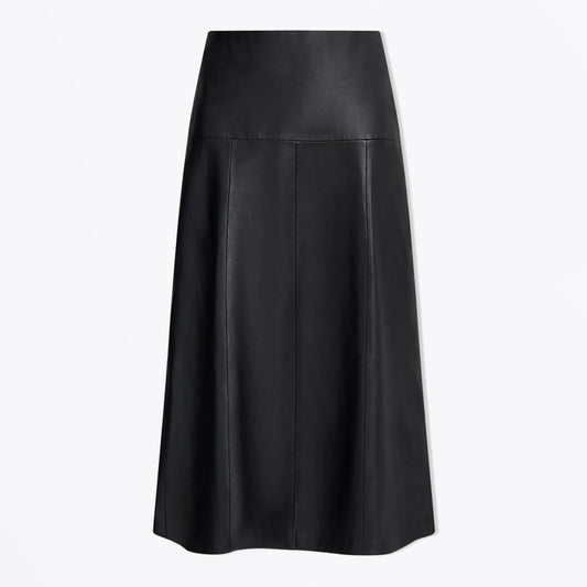- Tiana Leather Midi Skirt - Black