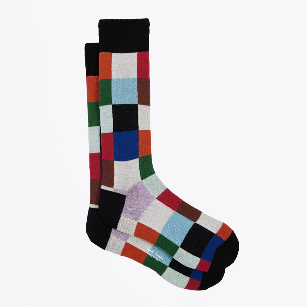 Paul Norwich Check Socks - Black