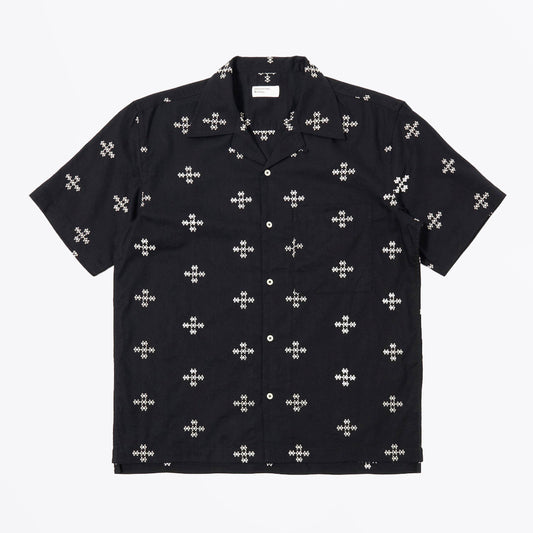 Embroidered Diamond Camp Shirt - Black