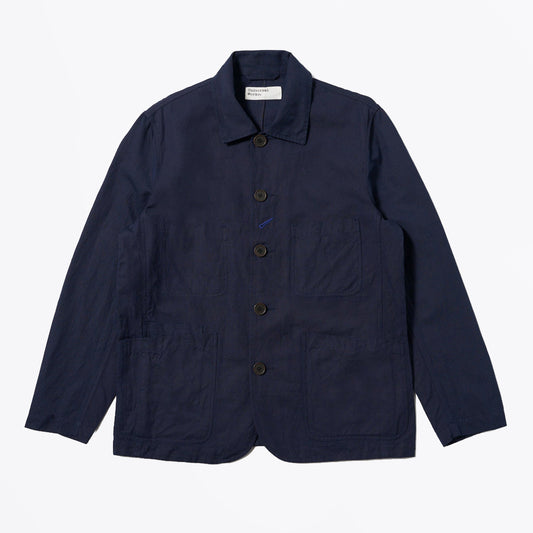 Linen Slub Weave Bakers Jacket - Navy
