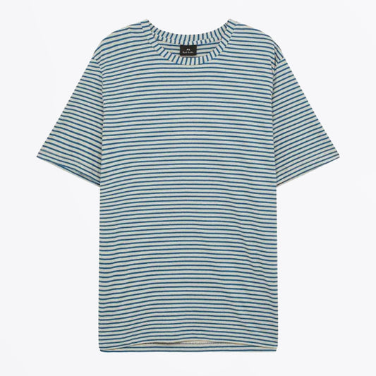 Regular Fit Stripe T-Shirt - Ecru Marl / Blue Stripe