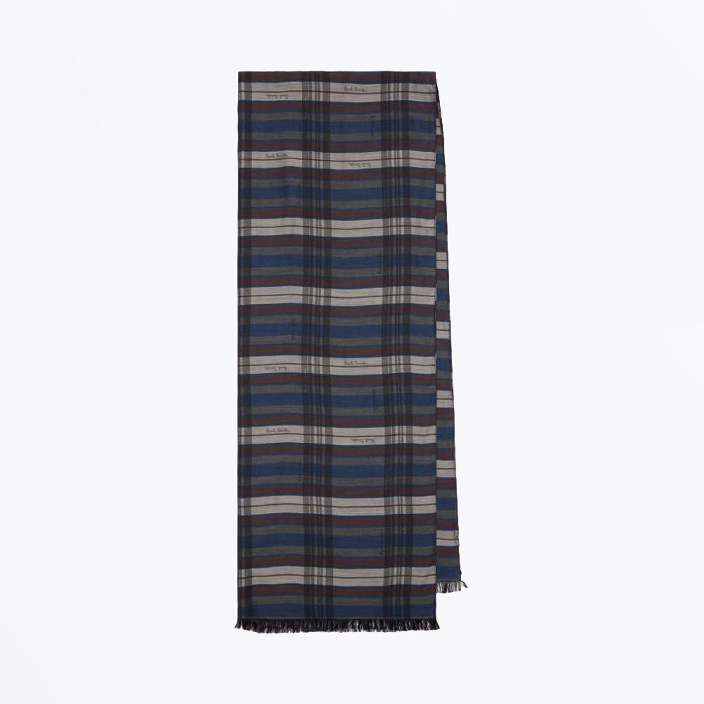 Paul Lord Check Scarf - Navy