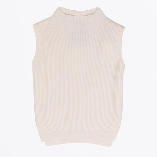 Knit High Neck Vest - Cream